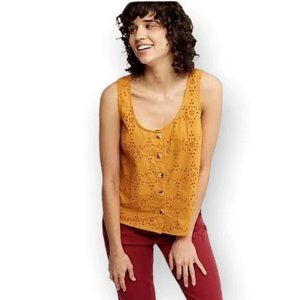 Fat Face yellow eyelet tank top (Size 4)